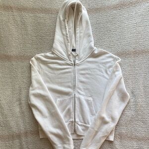 Brandy Melville Cropped White Zip Up